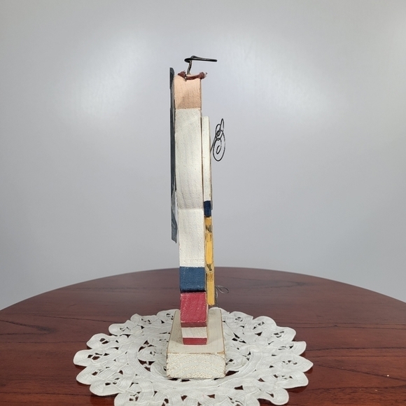 Primitive Wood Angel Figurine American Flag Stars Stars & Stripes Folk Art VTG - Picture 4 of 14